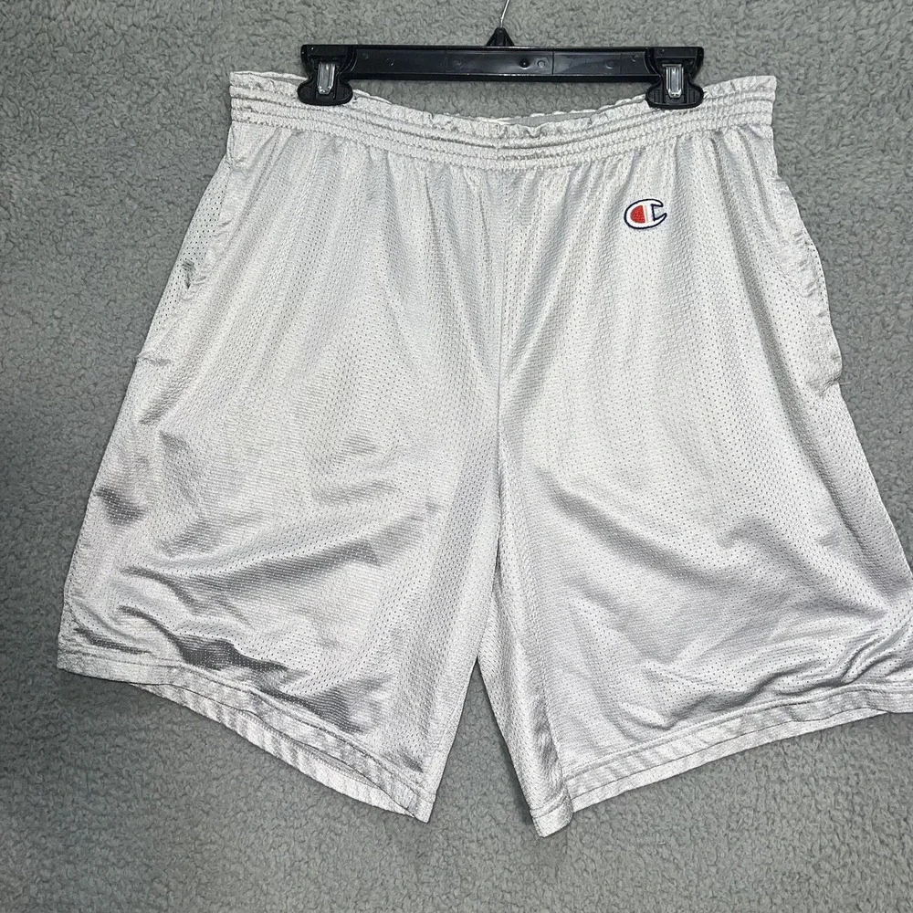 Vintage Champion Shorts Men's Size L Gray Boarding Surfing Mesh Gym Basketball